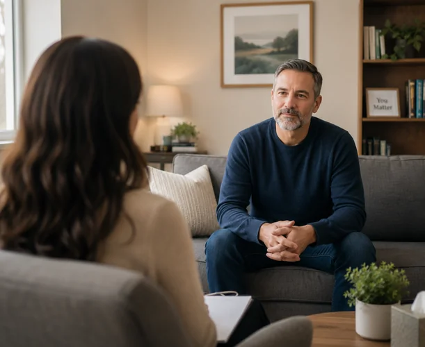 Man in a counseling session